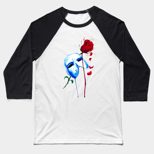 Phantom and Rose- Phantom of the Opera Baseball T-Shirt by beaugeste2280@yahoo.com